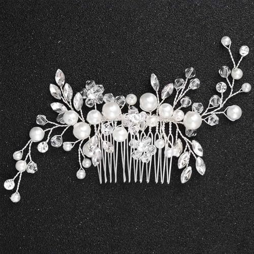 DYSWTUE Mariée Peigne Femme Perle Bijoux Bijoux Cheveux Mariée Convient Aux Mariées, Demoiselles d'Honneur, Bals de Fin d'Année, Fêtes d'Anniversaire