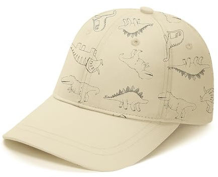 TOMEEK Solhatt barn baseballkeps söt dinosaurie fritid keps barn unisex justerbar baby bomull utomhus sporthatt pojkar och flickor anti-UV-kepsar, Vit, L