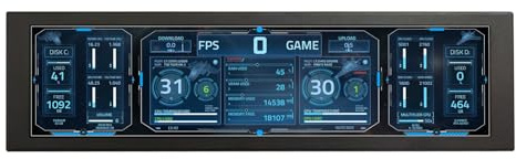 VSDISPLAY Boîtier PC avec écran LCD de 9,16 avec éditeur de thème 1920 x 462 IPS - Écran à barre étirée pour surveiller la température de l'ordinateur - RAM CPU GPU - Noir