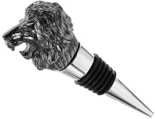 SEWACC Tappo per Bottiglie di Vino in Acciaio Inox e Silicone Tappo Decorativo Testa di Leone Nero Chiusura Ermetica per Conservazione Vino Regalo Originale