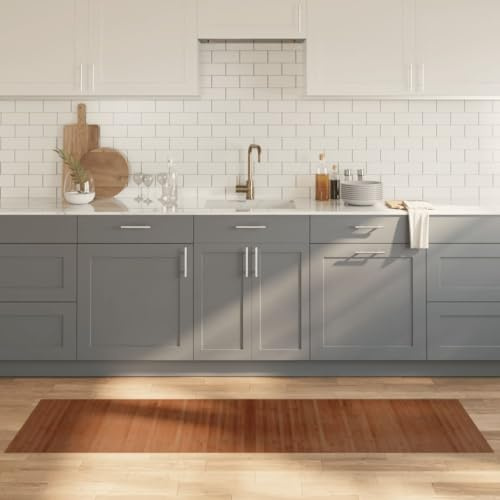 Tonture Bambus Teppich Rechteckig Braun 60x200 cm, Moderner Natur Bodenbelag für Wohnzimmer, Schlafzimmer, Esszimmer, Rutschfester Flächenteppich, Strapazierfähig & Pflegeleicht