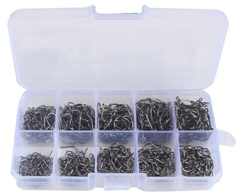 FACAIIO Fischhaken-Set, 500 Stück und 100 Stück, Hartstahl, Angelhaken zum Fliegenfischen, für Größen 3#-12#