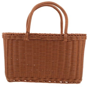 FONDOTIN Cestino in Vimini Intrecciato con Manico Ergonomico Porta Verdure e Pane capacità per Raccolto e Pranzo Organizer Rustico per Frutta e Fiori Design Country Classico