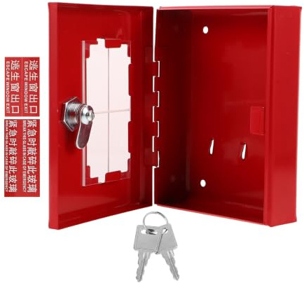 IMIKEYA Feuerwehr Schlüsselbox Wandmontage aus Metall und Glas Rot für Schlüssel Gebäudesicherheit und Schnelle Notfallreaktion für Integrierte Systeme und Zuhause Zufälliger Stil