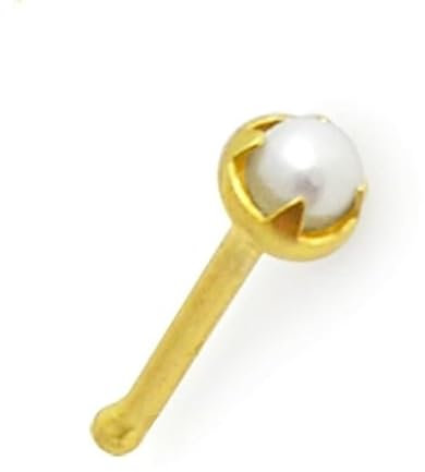 Echt Gold Nasenstecker Nose Pin Nasenpiercing Piercing Nase Stecker Echtgold Gelb-Gold 585er oder 750er Stud Goldpiercing (Gerader Stab Perle / 0,6 mm x 6 mm, 14 Karat (585) Gelbgold)