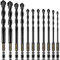 11 Pcs Masonry Drill Bits Carbide Concrete Drill Bit Set for Stone Tile Brick Ceramic Glass Metal Sheet Plastic and Wood, Quick Change 6mm Hex Shank, Size 4mm,5mm,6mm,8mm,10mm,12mm with Case