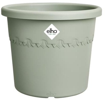 Elho Algarve Cilindro Wheels 48cm - Grande vaso per piante da esterno - Fioriere - 100% plastica riciclata - Verde/Verde Timo