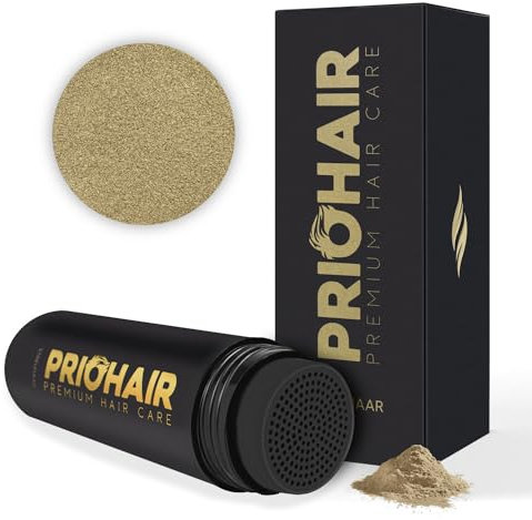 PRIOHAIR Ansatzpuder - Sofort Streuhaare zur Haarverdichtung für Männer und Frauen - Kahle Stellen, grauer Ansatz, Haarausfall (Blonde)