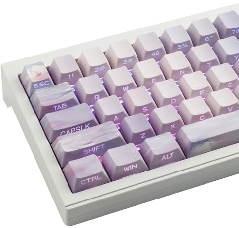 Sunzit PBT Keycaps 130 Tasten Custom Keycaps Cherry Profile Dye-Sub Tastenkappen Set Monet Seerosen Shine Through Side Print Tastenkappen für ISO/ANSI UK Layout Mechanische Gaming Tastatur