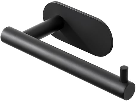 SAYAYO Portarrollos Papel Higienico Adhesivo Negro Soporte Papel Higienico Autoadhesivo SUS304 Acero Inoxidable Porta Papel Higienico de Baño