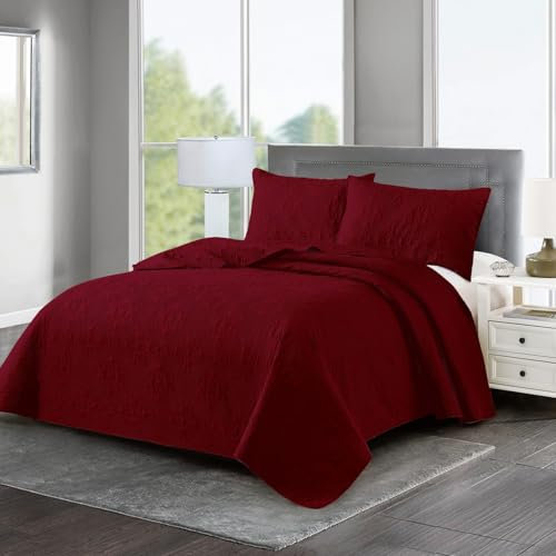HAIBA Tagesdecke 220 x 240 cm Rot Bettüberwurf Ultra Weiche Bedspreads Steppdecke Sofa Überwurfdecke Wohndecke für Bett