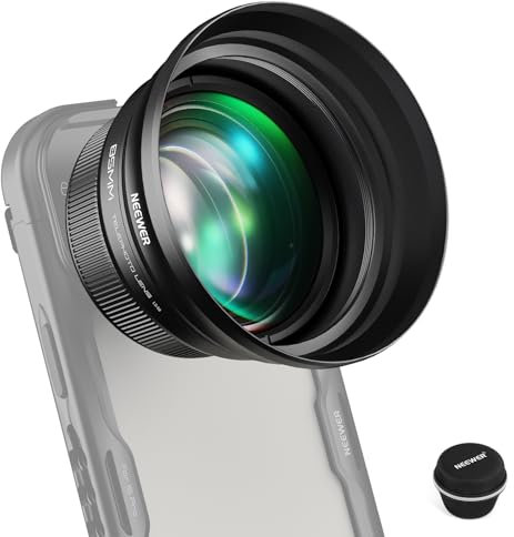 NEEWER Téléobjectif HD 85mm Téléphone Seulement Plaque Arrière 17mm, Grossissement 2,5X Compatible avec SmallRig NEEWER Cage pour iPhone Samsung avec Adaptateur 17mm & Bouchon Objectif, LS-59