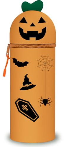 HTGWCG 2-in-1 Weiche Silikontasche - Kawaii Federmäppchen - mäppchen, Stand Up Federmäppchen, Tier Stifthalter, Stifthalter Bleistifttasche Mädchen Junge Halloween Christmas (D)