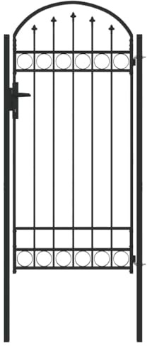 vidaXL Zauntor mit Schloss Grau 100 x 195 cm Pulverbeschichteter Stahl, Garten und Terrasse, robuster Stahl-Gartenzaun, wetterfeste traditionelle Umzäunung, sicherer Zugang