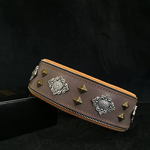 Bestia™ Aztec Hundehalsband für große Hunde. 100% Leder. Weich gepolstert. | Größe L- 50 bis 60 cm Halsumfang, 6,3 cm breit