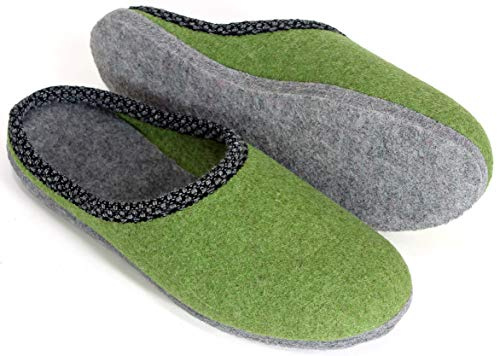 Pantoffelmann Filzpantoffeln aus 70% Wollfilz I Lind I Größe 42 I Atmungsaktive & bequeme Hausschuhe mit dicker Filzsohle I Warme Filzhausschuhe für Damen & Herren
