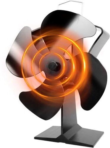 TOMERSUN 4 Blades Log Burner Stove Fan Heat Powered Wood/Log Burner Fan Heat Circulation for Wood/Log Burner/Fireplace