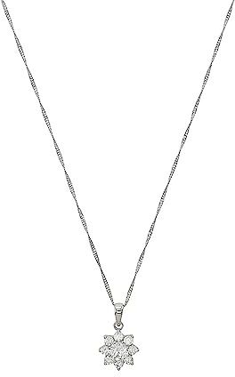 Amor Kette mit Anhänger 925 Sterling Silber Damen Halsschmuck, mit Zirkonia synth., 42 cm, Silber, Blume, Kommt in Schmuck Geschenk Box, 9238798