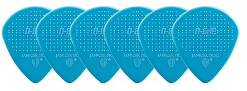 D-Grip Plektrum - Janicek Nylonpicks - Jazz A-kleine Form - 1,00 mm Himmelblau - 6er Pack - mit rutschfester Struktur-Oberfläche – hergestellt in Tschechien