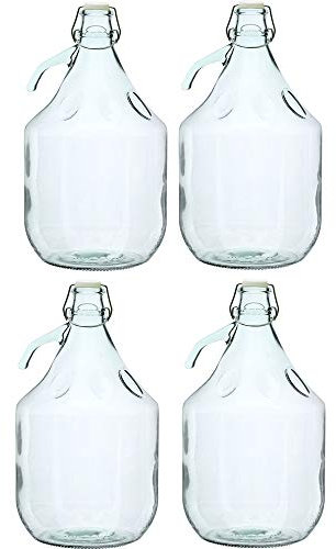 lilawelt24 4 STÜCK 5L Gärballon mit BÜGELVERSCHLUSS Flasche Glasballon Weinballon Bügelflasche Glasflasche