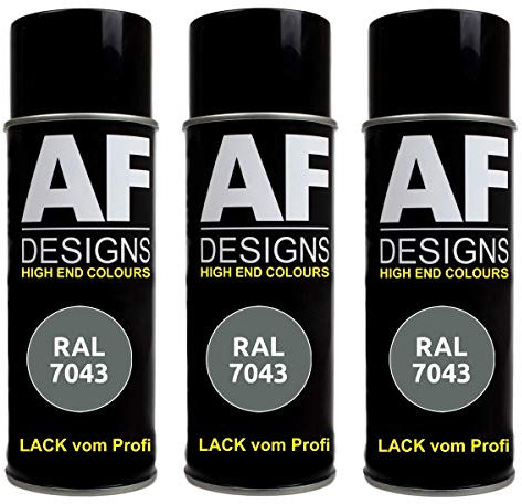 Alex Flittner Designs 3X Ral Pintura en Espray Pintura Coche Laca Colorida Lata de Aerosol RAL7043 Trafico Gris B Mate