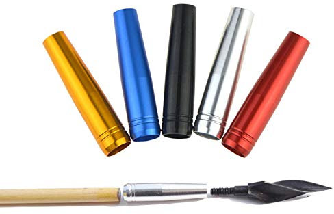 MILAEM Archery Arrow Aluminium Inserts Connect Arrowhead for 8mm Wooden Arrows and Bamboo Arrows Screw in Broadheads (Red)