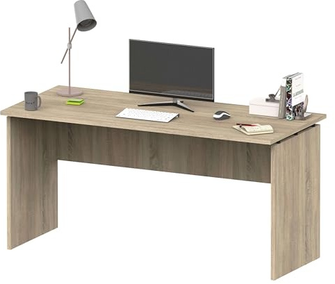 MUEBLES PITARCH | Mesa Despacho, Escritorio Grande de Estudio de Ordenador, Oficina, Roble Cambrian, 76x155x68cm (Alto x Ancho x Fondo) Moderna Modelo Rívoli