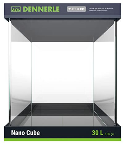 Dennerle Nano Cube White Glass, 30 Liter - 30 x 30 x 35 cm - Aquascaping Aquarium mit abgerunderter Frontscheibe