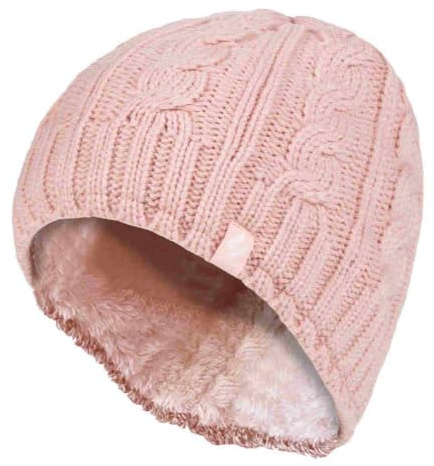 HEAT HOLDERS - Womens Thermal Fleece Lined Cable Knit Winter Beanie Hat 3.4 tog (One Size, Light Pink)