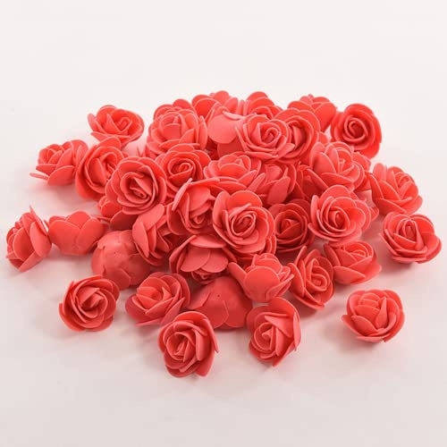 XIZHI Mini Rosas Artificiales, 100 Unidades, 3,5 cm, Cabeza de Rosa de Espuma roja para Manualidades, Accesorios, hogar, Fiesta, decoración del hogar y Baby Shower (Rojo)