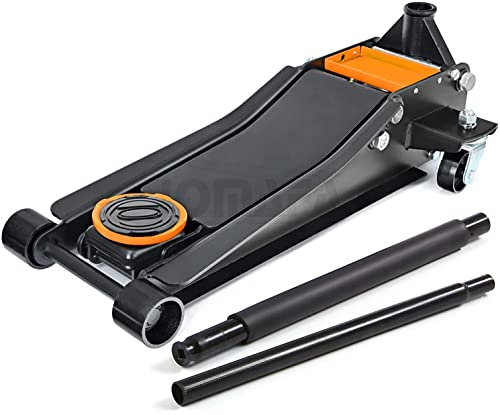 Gato HIDRÁULICO Carretilla BAJO Perfil Extra Largo 3.5 TONELADAS 3500kg 75-505mm con 2 Tacos de Goma (1 Extra Alto de Regalo)