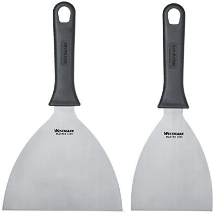 Westmark Set, 2tlg.: 2 Profi-Schaber/Grill-Spachtel (Gerade, Starr, Geschlossen) in 2 Größen, Rostfreier Edelstahl/Kunststoff, Master Line, Schwarz/Silber, 133122E6