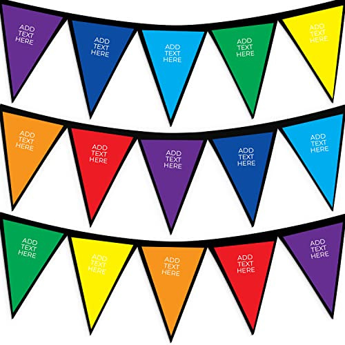 L&S PRINTS Fabric Triangle Bunting | Personalised Rainbow Bunting Banner | Garden Party Decoration | 15 Triangles - Approx. 3m Length