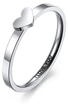 Banemi Ringe Frauen Aesthetic, Damenring Edelstahl Herzförmiger Ausschnitt Geburtstagsgeschenke Ringe Größe 65 (20.7)