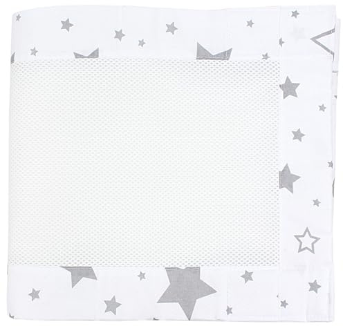 TupTam Protezione Paracolpi per Lettino Nido per Neonati Traspirazione Air Mesh 2 Pack, Grande Stelle Grigio/Bianco, ca.128 x 30 cm (per Lettino 140x70)