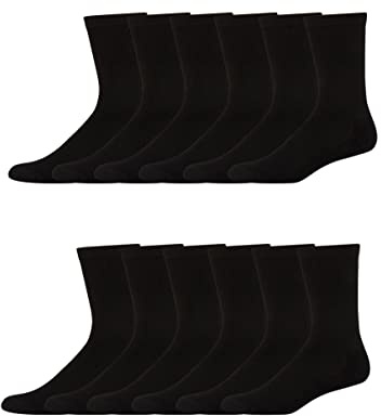 Hanes Mens Socks, X-temp Cushioned Crew 12-pack, Black, Big & Tall 12-14 US