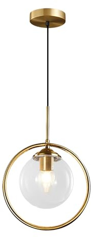 MOSSODOR Ceiling Pendant Light Clear 30cm Pendant Light Industrial Ceiling Light E14 (Included) Bulb Base Matal Ring Light for Kitchen, Dining Room, Bedroom, Restaurant, bar