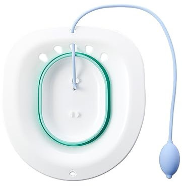 Zusammenklappbares Sitzbecken mit Spüler, Sitzbad für Hämorrhoiden und Pflege nach der Geburt, Sitzbadewanne zur Beruhigung und Reinigung von Vagina und Anal, Grau1,39 x 36,5 cm (Grün1 39 x 36,5