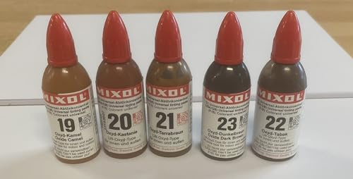Homa Mixol Set Braun 5 x 20ml Nr. 19, 20, 21, 22, 23, Universal Abtönkonzentrat.