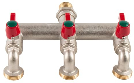 Hydrogarden Connecteur multi-robinet à 3 voies, entrée G1/2 et trois robinets extérieurs G3/4, robinet extérieur de rechange résistant au gel avec 3 sorties pour la maison