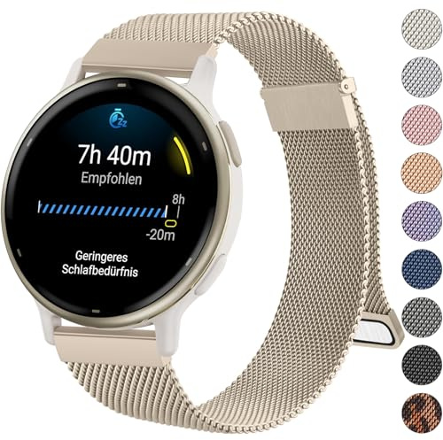 Oumida Garmin Armband 20 mm För Garmin Vivoactive 5/3, Venu 2 Plus, Venu Sq 2, Vivomove Serien, Forerunner 55/245/645, Metall Klockarmband Dubbelt Magnetersättningsarmband