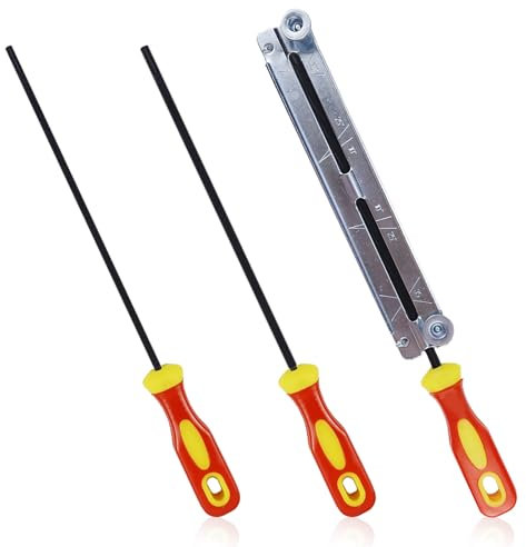 3 Stück Feile für Kettensäge mit Griff und Aktenhalter Pferd Feile Kettensäge Feilenset Kettensäge Rundfeile 4,0 mm, 4,8 mm, 5,5 mm 3 Größen für Kettensägen