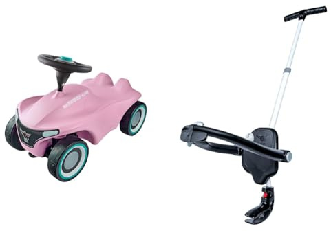 Big-Bobby-Car Neo Zartrosa - Rutschfahrzeug für drinnen und draußen & Premium-Schubstange - 4-Fach höhenverstellbare Schiebestange, für die Big-Bobby-Car Modelle Classic