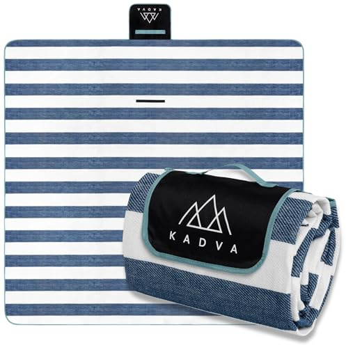 KADVA Coperta da picnic Tapiso, 200 x 200 cm, 100% poliestere, colore blu scuro, morbida, resistente, leggera, ampia e UV, facile da trasportare e pulire