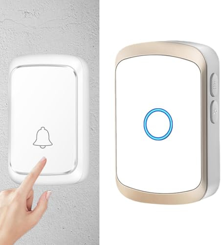 Suoneria per campanello senza fili - campanello senza fili impermeabile per casa, hotel, garage, villa, giardino, ospedale, campanello senza fili con 60 suonerie e 5 livelli di volume, campa