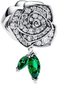 Wedanor Charmes Des roses scintillantes qui fleurissent Charmes pour Bracelets - Charms de Perles ajourées en Argent Sterling 925, charmes pour Bracelets et Colliers pour Femmes