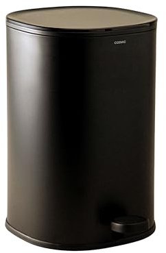 COSMIC Poubelle de Salle de Bain et Cuisine Essentiels avec Système à Pédale, Design Circulaire et Capacité de 5L. Petite Poubelle avec Couvercle pour Salle de Bain en Couleur Noir Mat