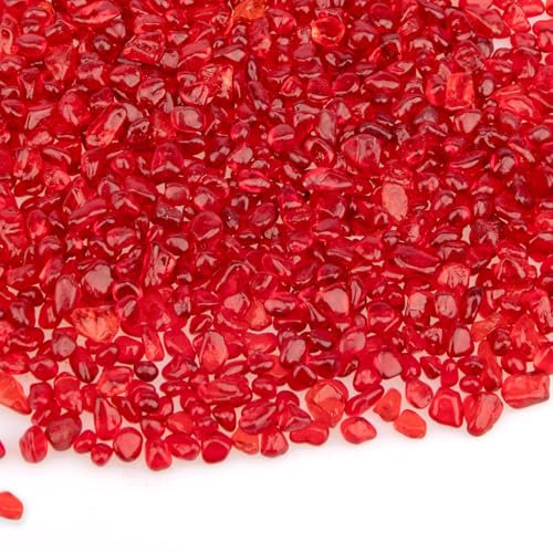 Pietre di Vetro, 0,44 kg di Ghiaia per Acquario, Ghinaia per Decorazioni in Acquario e Vasche per Tartarughe, Cristalli di Pietre di Vetro per Ciotole per Pesci, Riempitivo per Vasi, Rosso