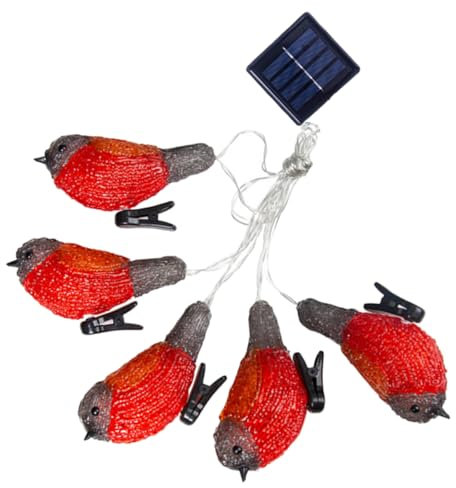 LABRIMP Solarbetriebene Led Lichterkette Rotkehlchen Aus Kunststoff Energiesparende Dekorationslampe Für Garten Terrasse Balkon Warmes Licht Lichtempfindlich Und Wetterfest