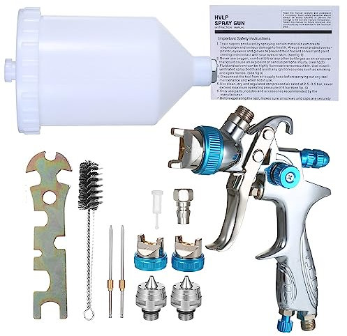 Dioche Pulverizador de Pintura, Juego de Pulverización Neumática, Pintura con Botella Pulverizadora de 600ml, Boquilla de 1,4mm/1,7mm/2,0mm, Pulverizador 887